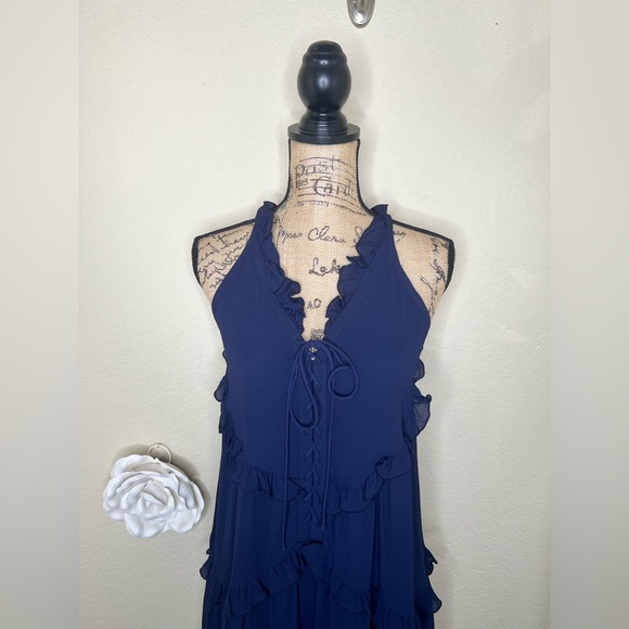 NTM: A Loves A Beautiful Navy Ruffles Tiered Shift Drop Waist  Dress Size XS - Picture 3 of 14